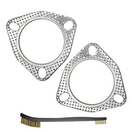 Strongthium Exhaust Gasket 3-Hole 2.5 Inch 63.5 mm with Burning Ring Universal | Graphite metal seal hole spacing 77.5 mm for manifold downpipe racing kat manifold car tuning motorsport set of 2