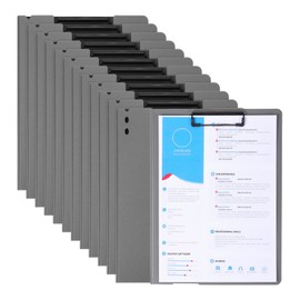 PATIKIL 9.3 x 12.6" Pressboard Report Cover, 12 Pcs Strong Clip Presentation Folders 100 Sheets Capacity Portfolio Folder Resume Folders for Document File, Grey (Vertical Style)