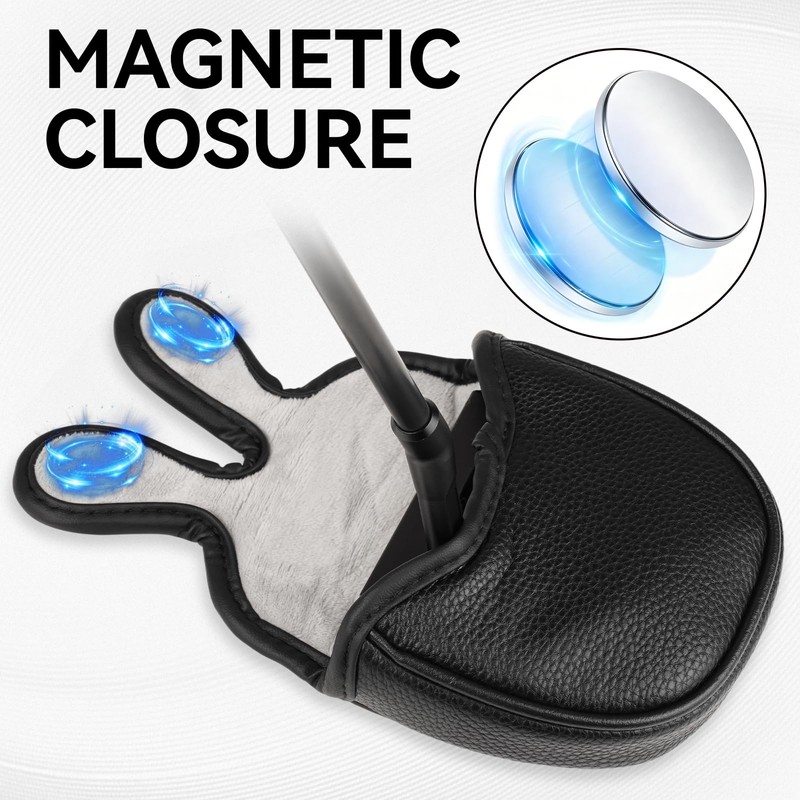 Putter Cover Mallet Center Shaft, Magnetic Closure Putter Headcover for