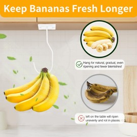 Sexoeie 2Pcs Banana Hanger Magnetic Folding for Easy Storage,Banana Hook Under Cabinet Easy to Clean,Metal Banana Holder Two Fixed Methods Convenient and Durable (White)