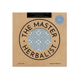 The Master Herbalist FRESH LINEN Scented Drawer Liners in a GEOMETRIC PRINT in DUSK BLUE (FOLDED)