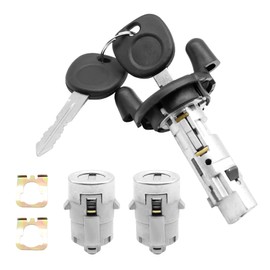 SHOZHO Ignition Switch Lock Cylinder and Pair Front Door Lock Cylinder with Keys Compatible with Chevy Silverado Tahoe GMC Sierra Yukon 1999-2000 Replace# 704600 702912 598007