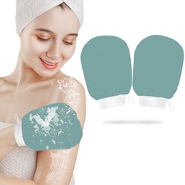 Criyar 1 Pair Ultra Thin Version Exfoliating Glove，Remove Unnecessary Dead Skin and Exfoliator（Blue+Blue）