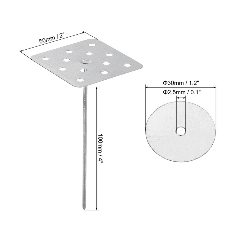 PATIKIL 4 Inch Perforated Insulation Pins with Round Washers, 50