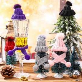 Bencailor 48 Pcs Mini Christmas Knitting Hats and Mini Christmas Scarf Set, Mini Knitting Doll Hat Scarf Santa Knit Hat Scarf Christmas Tree Ornaments for DIY Craft Art Doll Decoration (Multicolor)