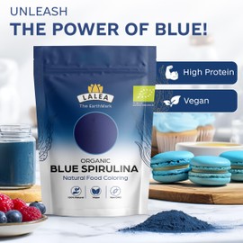 LALEA Blue Spirulina Powder 55g – Organic Blue Spirulina (Phycocyanin) – Natural Blue Food Colouring (E18) – Bio Vegan Blue Powder for Smoothies, Drinks, Baking & Desserts