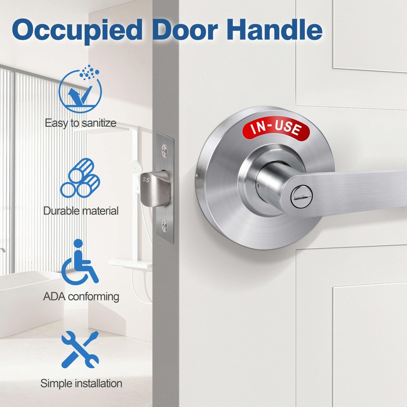 Commercial Grade Bathroom Door Lock-Privacy Indicator Lock Vacant or in-Use,