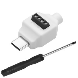 QIANRENON USB C 4Pin Schnellladung Lötfreier Anschluss PD60W USB Typ C Stecker auf 4Pin Klemme Lötfrei Adapter 480Mbps USB C Crimp Solderless Plug 20V 3A, für DIY Reparatur USB A-C Ladekabel