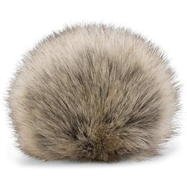 styleBREAKER 04024161 Faux Fur Pom Pom for Hats and Beanies, Fake Fur, Winter Fur - Beige-Grey
