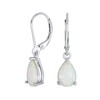 Gemstone Simple White Created Opal Solitaire Pear Shaped Teardrop Dangle