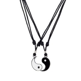 BlueRica Yin and Yang (Couple) Set on Adjustable Black Cord Necklaces