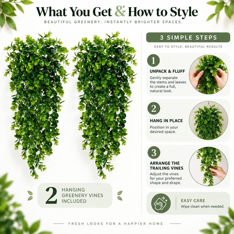 Artificial Hanging Eucalyptus Vine for Home & Events – UV-Resistant