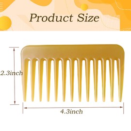 Denlydom Mini Wide Tooth Comb, Small Travel Purse Hair Detangling Comb for Curly Wavy Hair, Yellow - Best Styling Comb for Wet, Dry, Long Hair, Plastic, Unisex