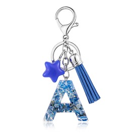 SELOVO Blue A Keyring Friend Alphabet Star Charm Key Chain for Women Girl