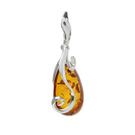 HolidayGiftShops Amber Jewelry for Women - Sterling Silver and Baltic Honey Amber Pendant Necklace, Includes 18 Inches 925 Sterling Silver Chain, Made in Poland