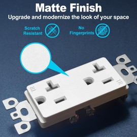 CML 20 Amp Matte White Decorator Receptacle Outlet with Tamper Resistant (TR), 20 Pack Decor Standard Electrical Outlets, 20A/125V, 2-Pole 3-Wire, UL Listed