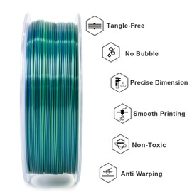GEEETECH Silk PLA 3D Printer Filament 1.75mm,Silk Dual Color PLA Filament 1KG(2.2lbs), Dimensional Accuracy +/- 0.02mm,Bicolor Filament PLA Blue Green