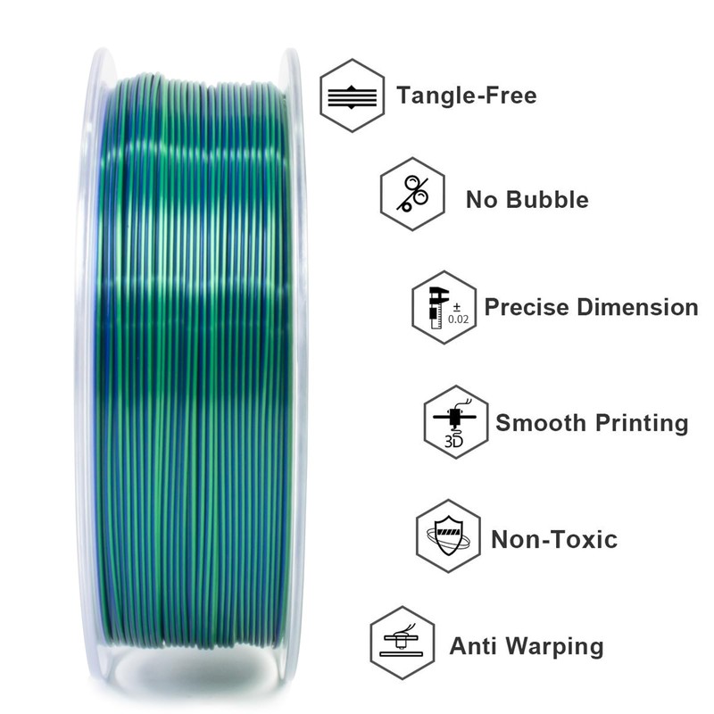 GEEETECH Silk PLA 3D Printer Filament 1.75mm,Silk Dual Color PLA