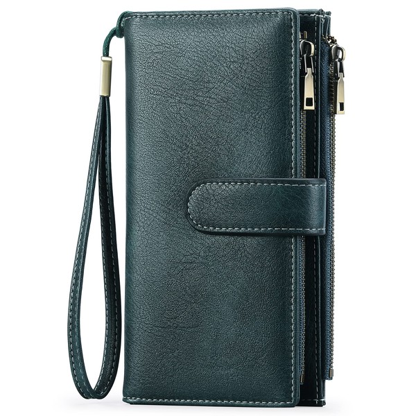 GOIACII Womens RFID Blocking Large Capacity Leather Ladies Wallet with