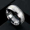 King Will METEOR Mens 8mm Silver Tungsten Carbide Meteorite Inlay
