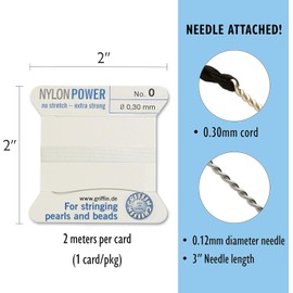 #0 White Griffin Nylon Cord (2 Metres)