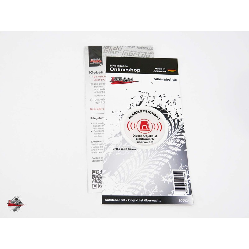 BIKE-label 900024 Warning Sign 3D Sticker Diameter 50 mm Alarm
