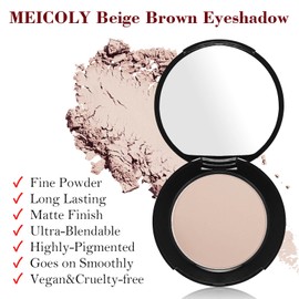 MEICOLY Beige Brown Eyeshadow with Mirror,Matte Eye Shadow Palette,Pressed Powder Single Eyeshadow for Women and Girls,Eye Makeup Eyelid Color,High Pigment,Long Wearing,Intense Color