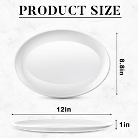 Dandat 12 Pcs Melamine Large Serving Platter Oval Serving Platters White Serving Plates Oval Serving Tray Melamine Serving Dish for Food Meat Steak Fish Appetizers Entertaining Party (12 Inch)