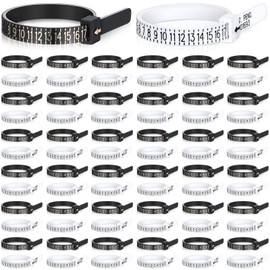 Xuhal 100 Pack Plastic Ring Sizer Bulk Reusable Finger Size Gauge Measure Plastic Ring Measurement Tool Jewelry Ring Sizing Kit Finger Measurer for Men and Women, 1-17 USA Rings Size White and Black