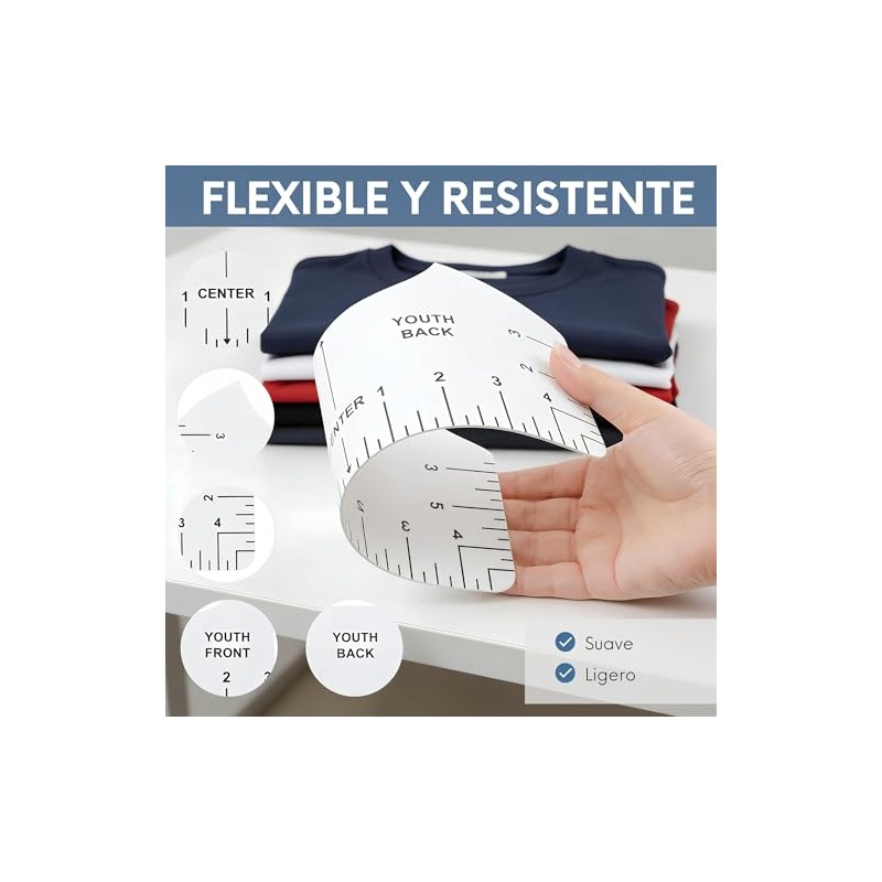 Timotech Set 9 Piezas Regla para Camisetas y Guía de