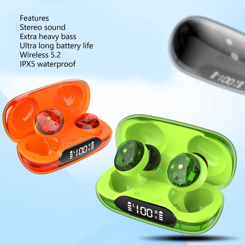 Bluetooth 5.2 Earbuds LED Digital Display Portable HiFi IPX5 Waterproof