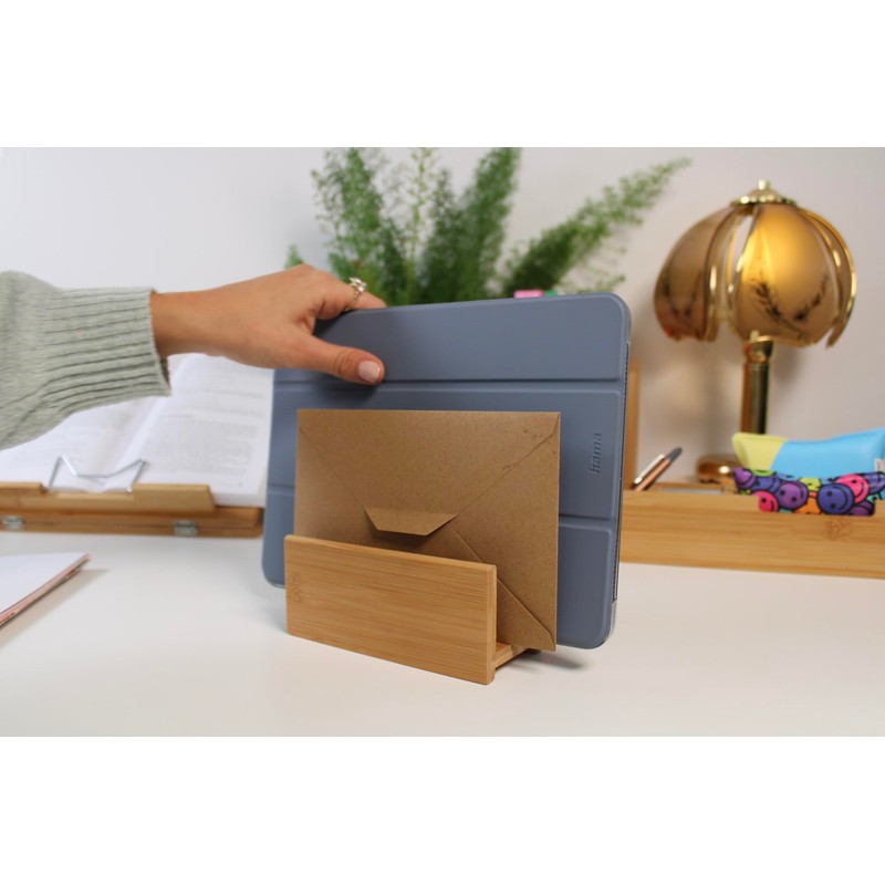 Wedo 61307 Bamboo letter stand, 2 compartments, dimensions 14 x