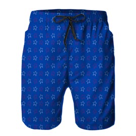 Daozundi Mens Swim Trunks with Mesh Lining,American Flag Star Blue Background Quick Dry Swimsuit Board Shorts Beach Pants Swimwear Bathing Suits XL