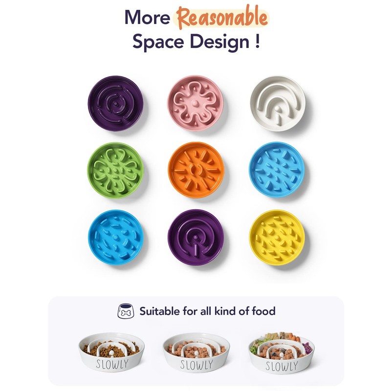 Slow Feeder Dog Bowl - 1.5 Cups Ceramic Puzzle Feeder