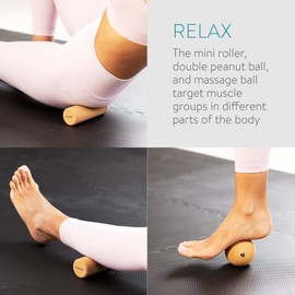 Navaris Fascia Set Multi-piece Cork - Mini Peanut Duo Massage Ball Fascia Ball - Back Vertebrae Neck Yoga - Duoball Massage Balls Hard