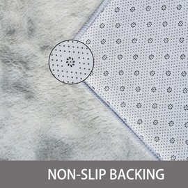 Achiiso Fluffy Rug, Grey Small High Pile Rug, Living Room Rug, Soft Non-Slip Bedroom Rugs (Light Grey, 60 x 120 cm)