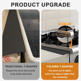 Foldable Stove Gap Filler Kitchen Counter Range Guards 25inch,Silicone Stove Gap Covers Electric Stoves Gap Filler Oven Side Sealing Strip Between Countertop and Stovetop Pack 2 (Black)