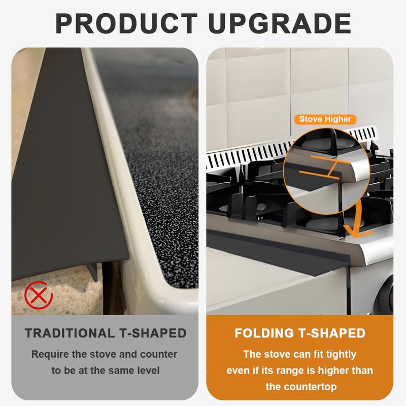 Foldable Stove Gap Filler Kitchen Counter Range Guards 25inch,Silicone Stove