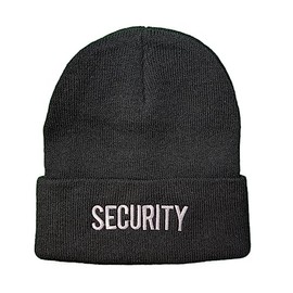 NYC FACTORY Mens Knitted Safety Beanie USA Embroidered Winter Hat, black-white,