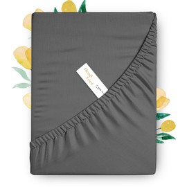 Carressa Linen Luxury 100% Egyptian Cotton Queen Fitted Sheet Only - 800 TC Hotel Quality 1-Piece Deep Pocket Cotton Fitted Sheet, Soft Sateen Weave Bottom Sheet, Fits Mattress up to 18 In - Dark Grey