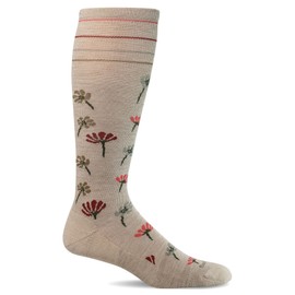 Sockwell Women's Field Flower Moderate Graduated Compression Sock, Barley - S/M