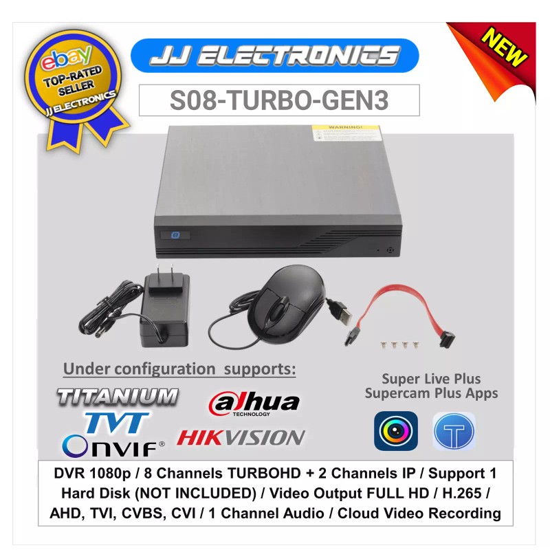 Epcom S08-TURBO-GEN3 DVR 8 Ch 1080p TurboHD + 2 Channels