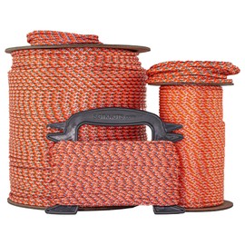 SGT KNOTS #4 Polyester Pull Cord - Small Engine Replacement Cord Rope for Lawn Mowers, Generators & More (1/8 in. x 50ft) Orange with Blue Tracer