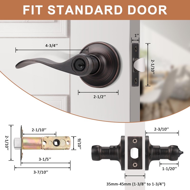 Probrico 2 Pack Keyed Alike Entry Door Lever [Lock with