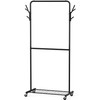 Simple Houseware Double Rod Garment Rack With Wheels and Hooks,