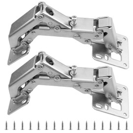 PUCSIQ Pack of 2 Screw-On Hinges, Cabinet Door Hinges, 170 Degree Screw-On Hinges Made of Steel Furniture Hinges with 16 Screws for Kitchen Cabinet Wardrobe