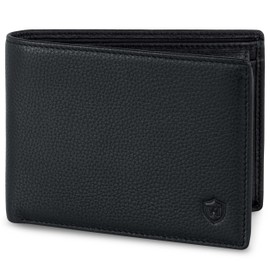 Von Heesen® Men's Wallet, TÜV (Technical Inspection Association) Certified Cryptalloy® RFID Protection, Leather Wallet Men (Genuine Nappa Leather), Gifts for Men Leather, Black (model 2021).