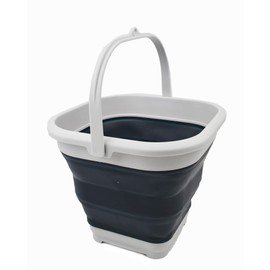 SAMMART 5.5L (1.4 Gallon) Collapsible Square Handy Bucket / Foldable SquareWater Pail / Portable Tub with Handle. (Grey/Slate Grey, 1)