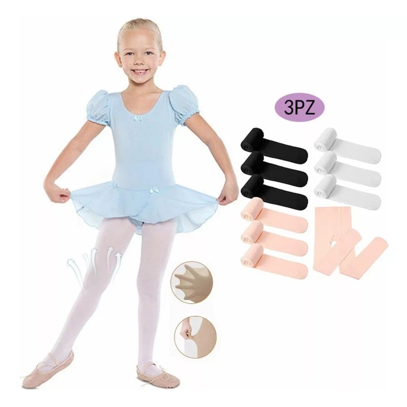 ATAT 3pz Mallas Niña Panti Medias Delgada Resistente Opaca Ballet