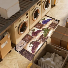 ABREEZE Vintage Grape Printed Laundry Room Area Rugs Rubber Runner Rug Kitchen Rug Laundry Room Floor Mat Bathroom Mats 20''×48''